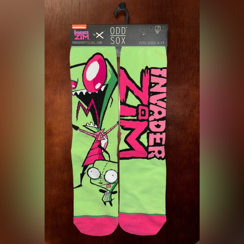 INVADER ZIM ODD SOX NOVELTY CREW SOCKS NWT MEN’S SHOE SIZE 6-13